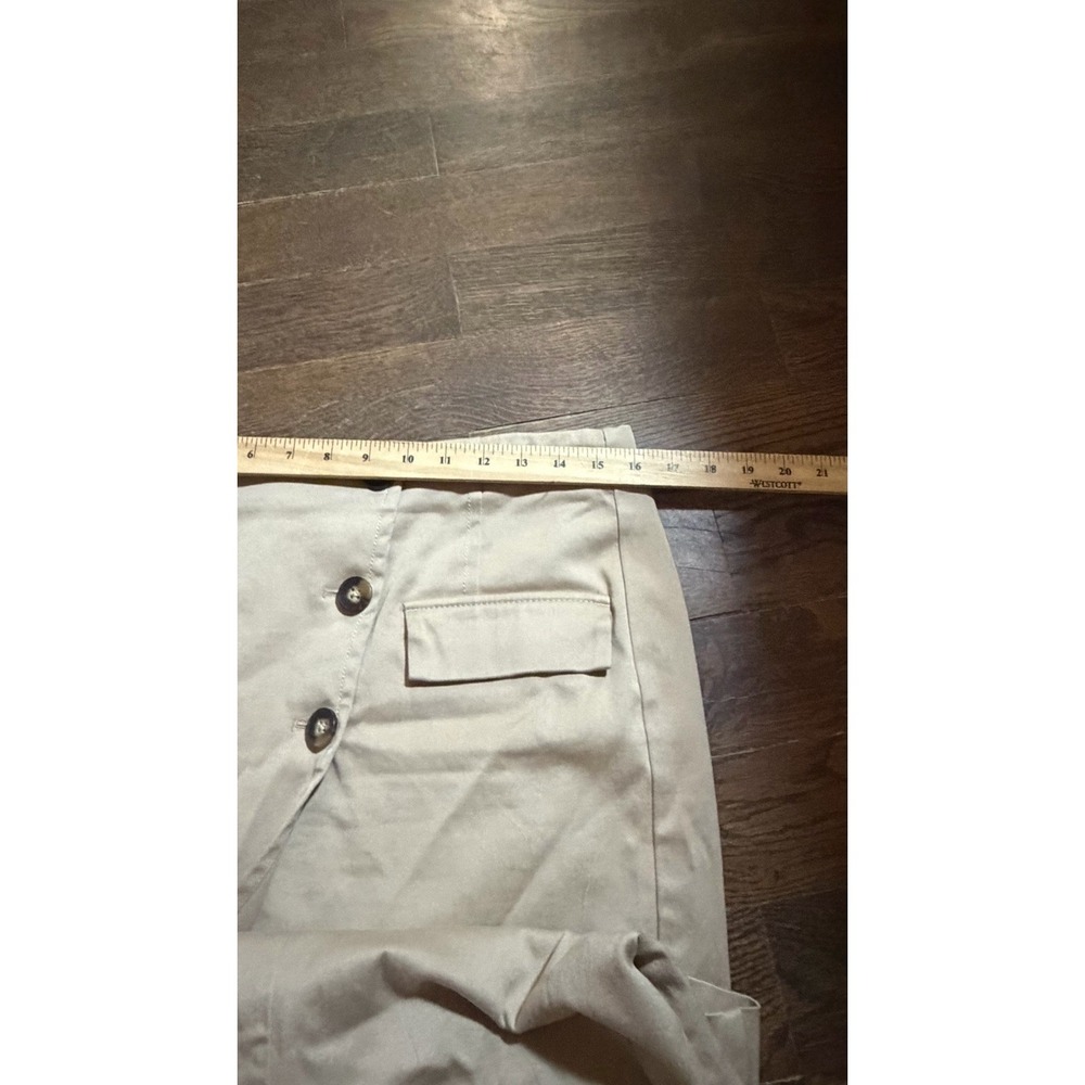 Ann Taylor Beige Cotton Twill Midi Pencil Skirt Button Pockets Size 10 - Picture 4 of 6